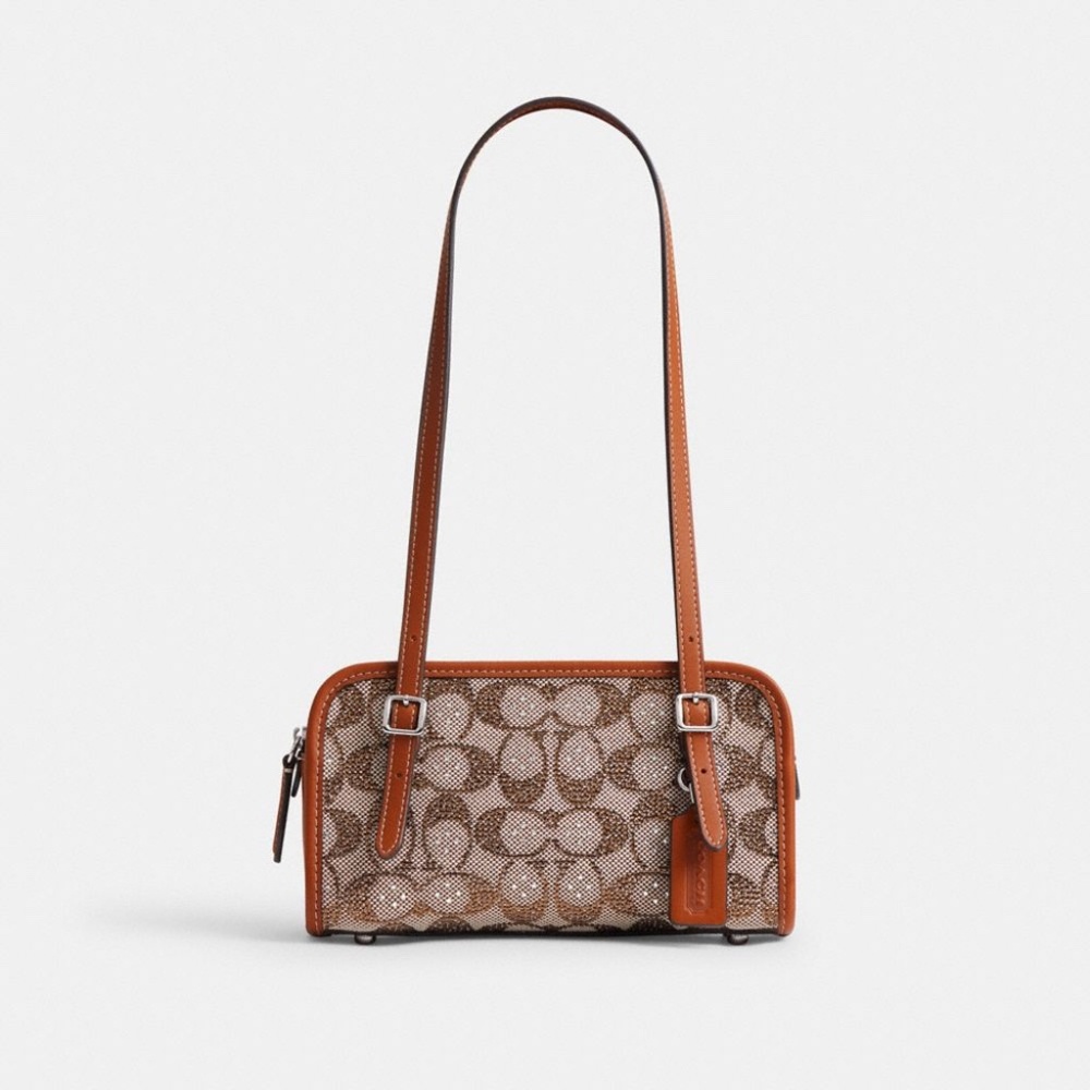 Coach Swing Zip Bag 20 In Crystal Signature Jacquard Purses NWT